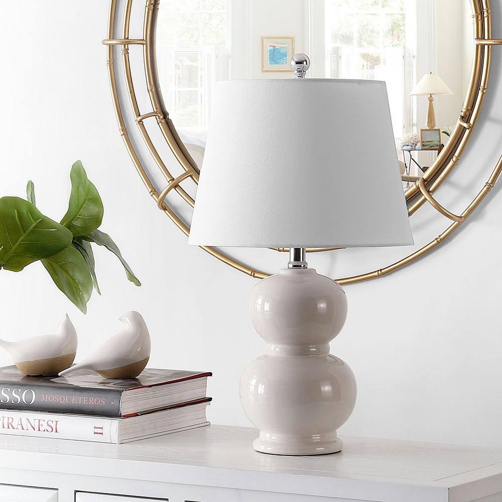 Safavieh Everlee 22 in. Ivory Table Lamp with White Shade