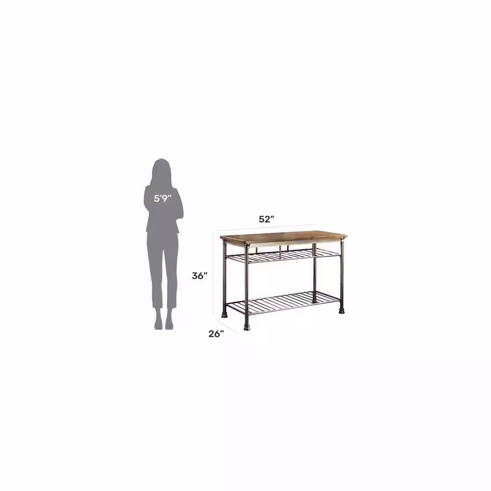 HOMESTYLES The Orleans Vintage Carmel Kitchen Utility Table