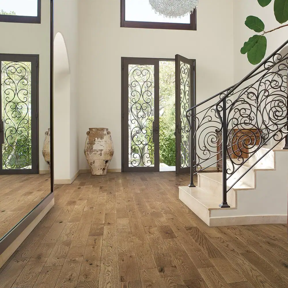 Malibu Wide Plank Point Paradise French Oak 3/4 in. T x 5 in. W Wire Brushed Solid Hardwood Flooring (22.6 sq. ft./case)
