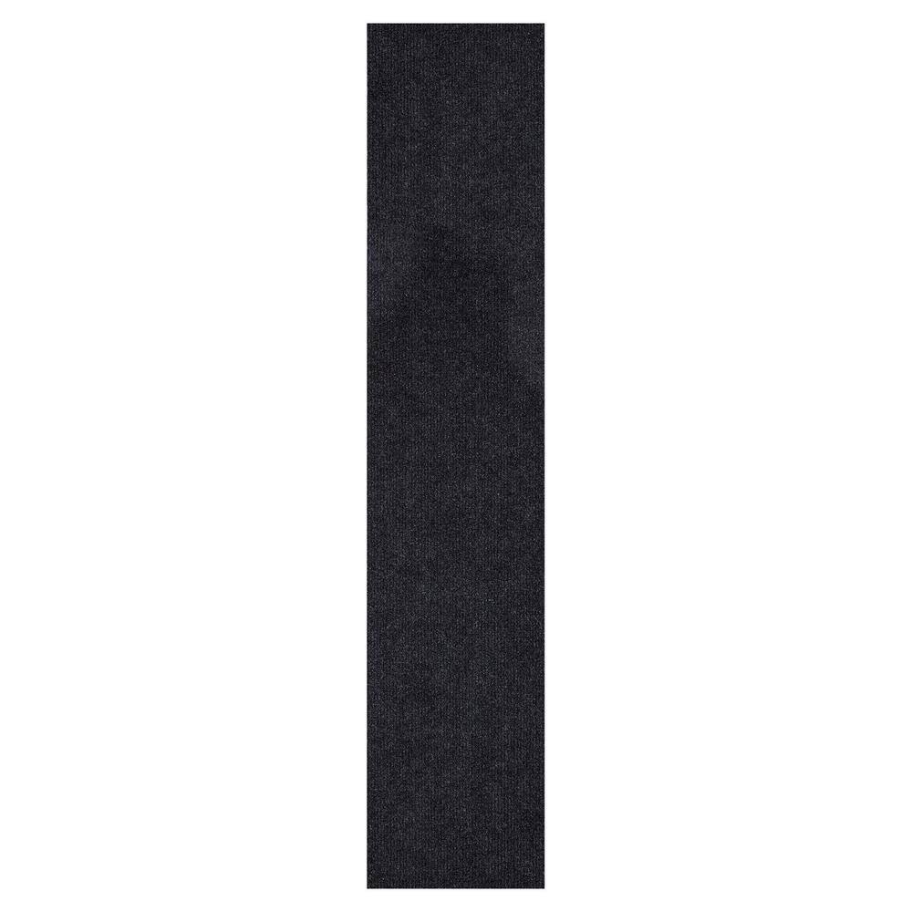 Sweet Home Stores Ribbed Waterproof Non-Slip Rubber Back Solid Runner Rug 2 ft. W x 28 ft. L Black Polyester Garage Flooring