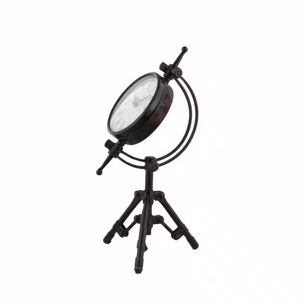 Litton Lane Black Metal Industrial Analog Tabletop Clock