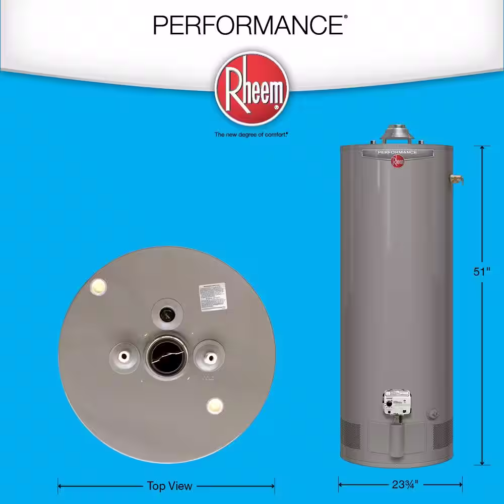 Rheem Performance 50 Gal. Short 6-Year 40,000 BTU Ultra Low NOx (ULN) Natural Gas Tank Water Heater