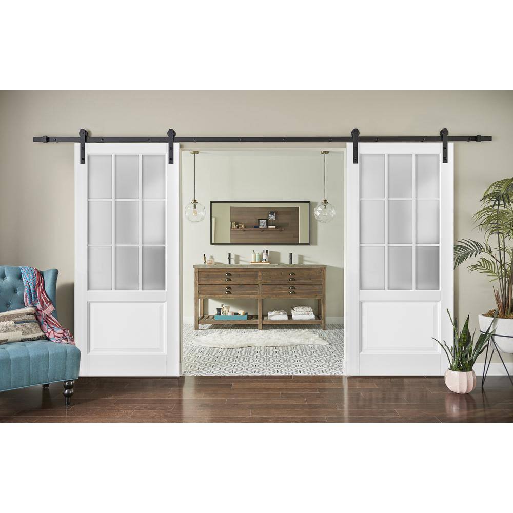 Sartodoors 3309 36 in. x 96 in. Solid Core 3/4-Lite Frosted Glass White Finished Wood Interior Door Slab