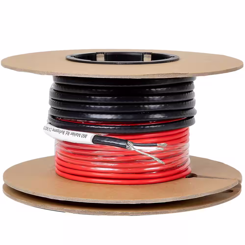 Dr Infrared Heater Electric Radiant Floor Heating Cable Kit with Wi-Fi Thermostat 33 ft., Covers 10 sq. ft./120-Volt, Red and Black