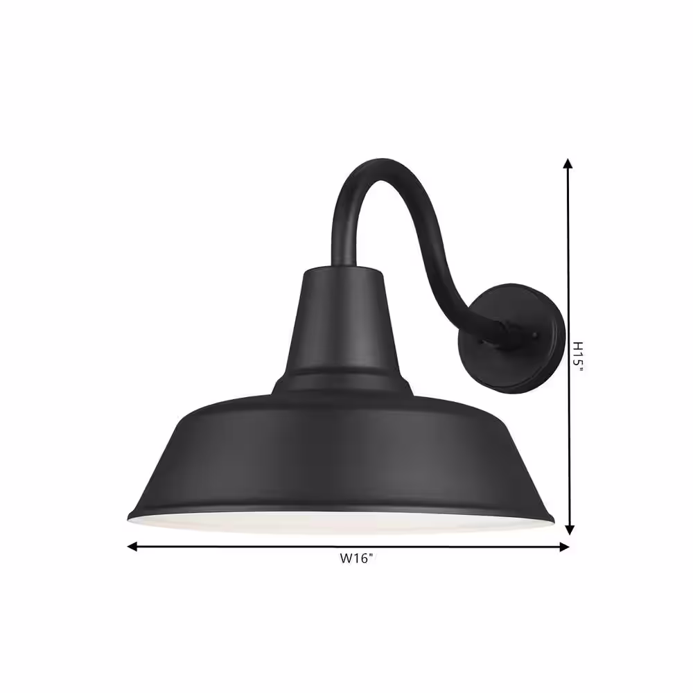 Generation Lighting Barn Light 1 Light Matte Black Modern Farmhouse Outdoor Medium Lantern Wall Sconce