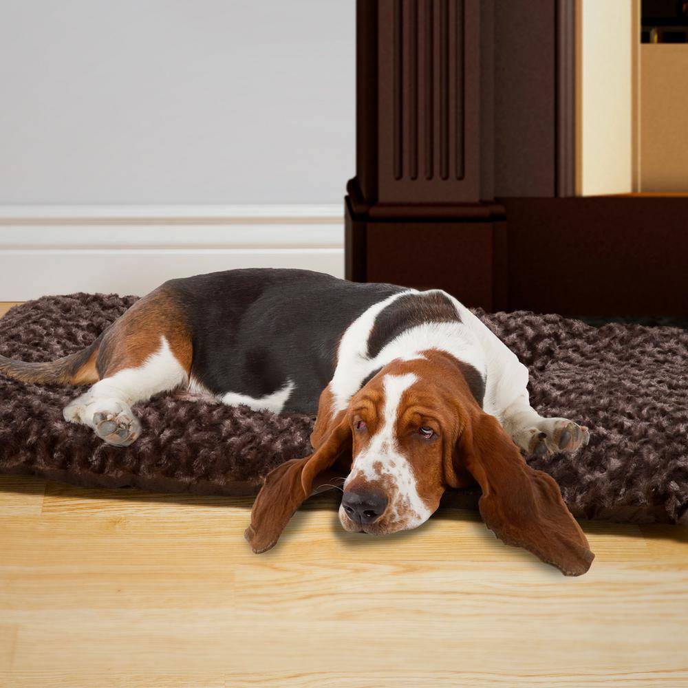 PAW Lavish Cushion Large Chocolate Pillow Furry Pet Bed