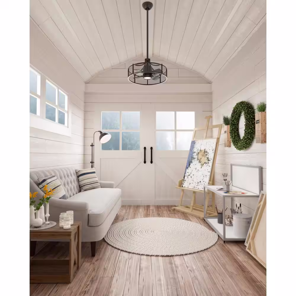 Hunter Seattle 21 in. Integrated LED Indoor Noble Bronze Ceiling Fan with Light Kit and Wall Control