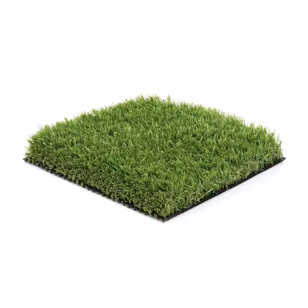 None 15 ft. W x Cut to Length Green and Tan Quick Draining Artificial Grass Turf