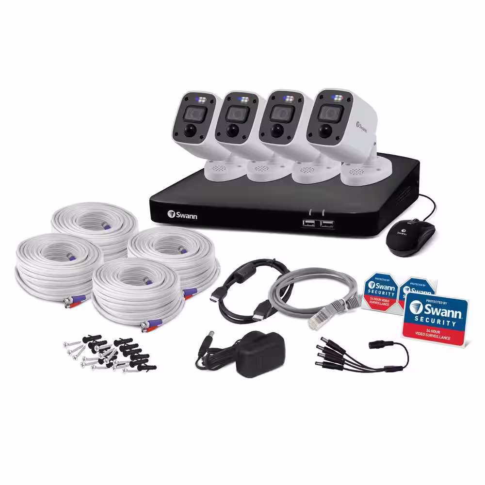 Swann Enforcer 8 Channel 4K HD 2TB DVR Wired Security Camera Surveillance System with 4 Bullet Cameras