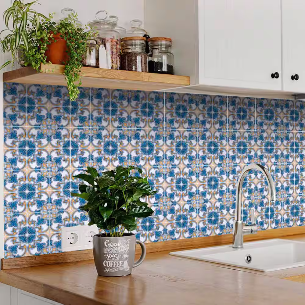 None Blue/Orange H35 6 in. x 6 in. Vinyl Peel and Stick Tile (24 Tiles, 6 sq.ft./pack)