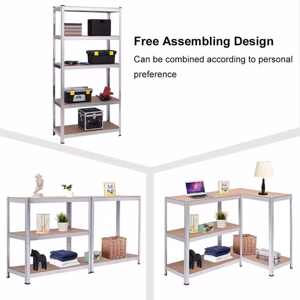 Costway 71 in. Heavy Duty Storage Shelf Steel Metal Garage Rack 5-Level Adjustable Shelves (2-Pieces)