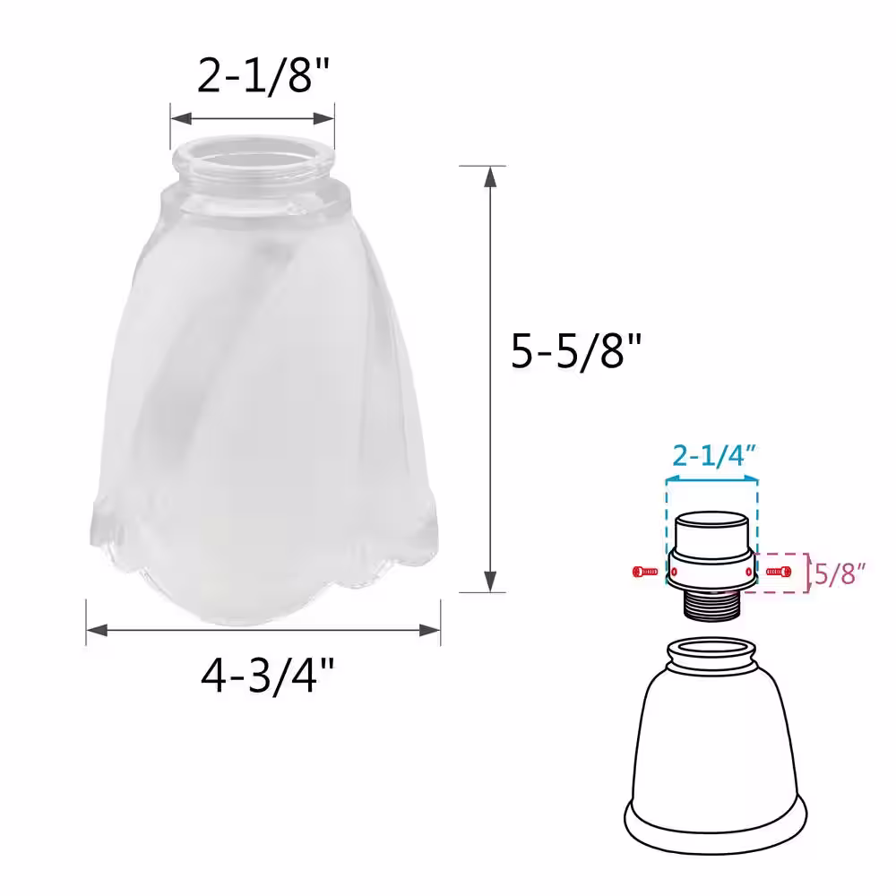 None 5-5/8 in. Clear and Frosted Ceiling Fan Replacement Glass Shade (4-Pack)