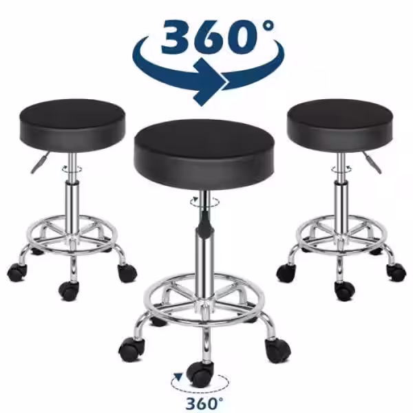 None Black PU Leather Seat Adjustable Swivel Salon Bar Stool Hydraulic Rolling Chair