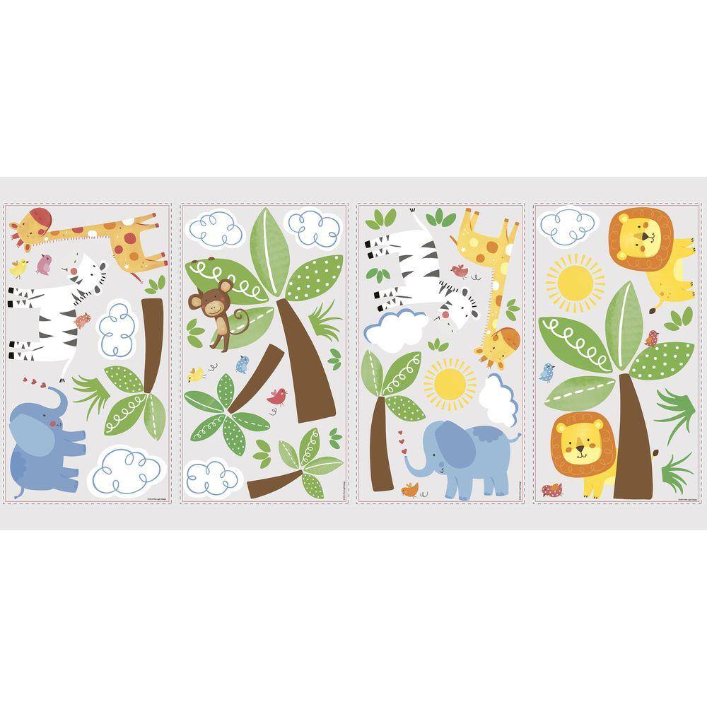 RoomMates 5 in x 11.5 in. Jungle Friends Peel and Stick Wall Decal