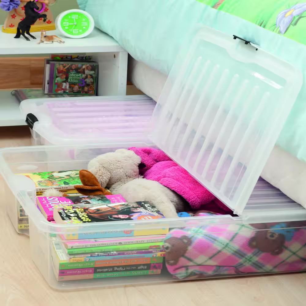 None 10 Gal. Underbed Storage Organizer Tote in Teal