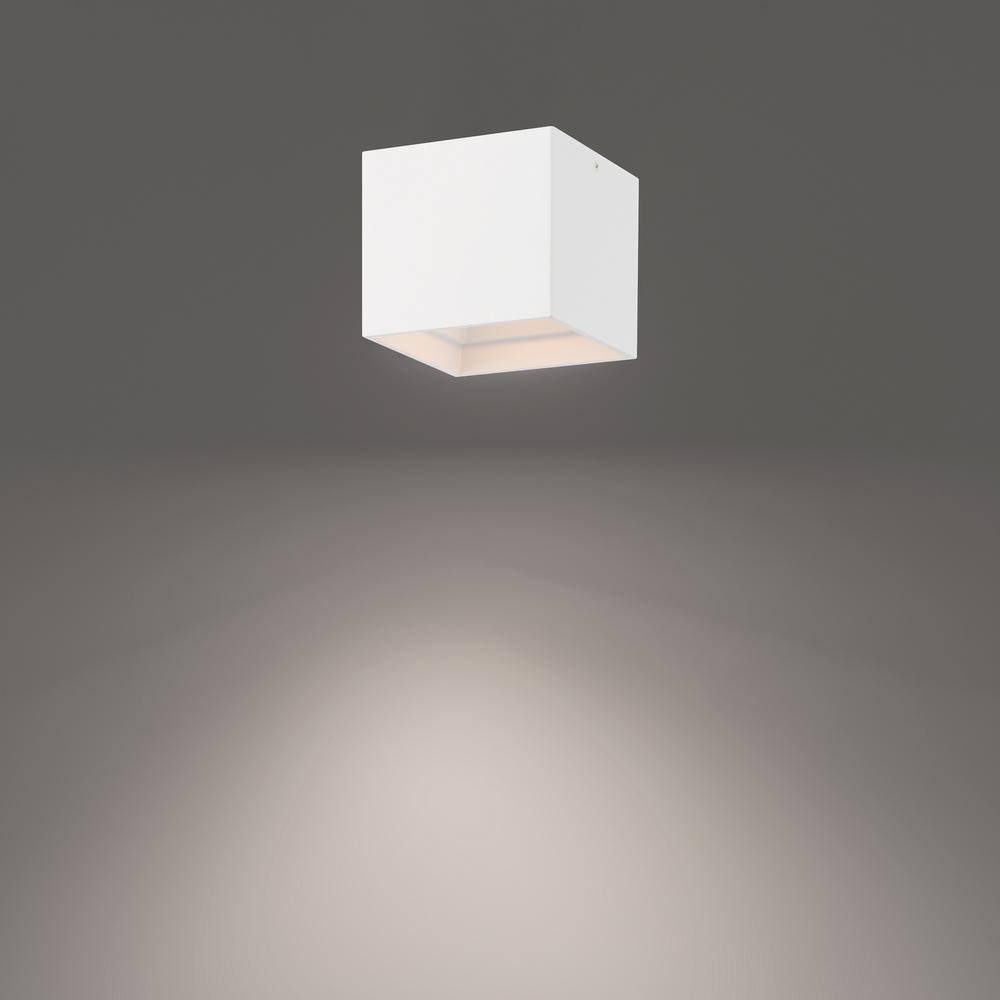 None Downtown 1-Light White LED Outdoor Flush Mount Light with and Selectable CCT