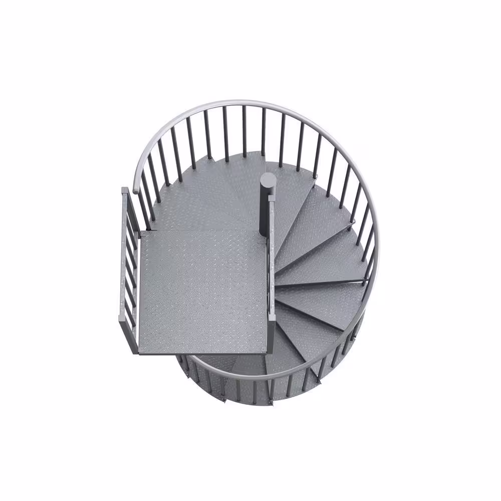 Mylen STAIRS Reroute Galvanized Exterior 60 in. Diameter Spiral Staircase Kit, Fits Height 127.5 in. to 142.5 in.