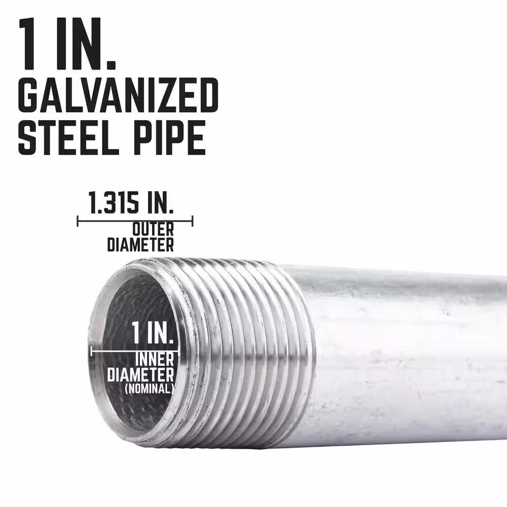STZ 1 in. x 4 ft. Galvanized Steel Schedule 40 Cut Pipe
