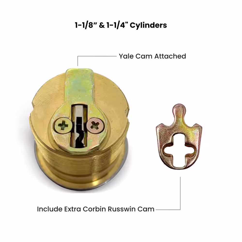 Premier Lock 1-1/8 in. Solid Brass Mortise Cylinder with Brass Finish, SC1