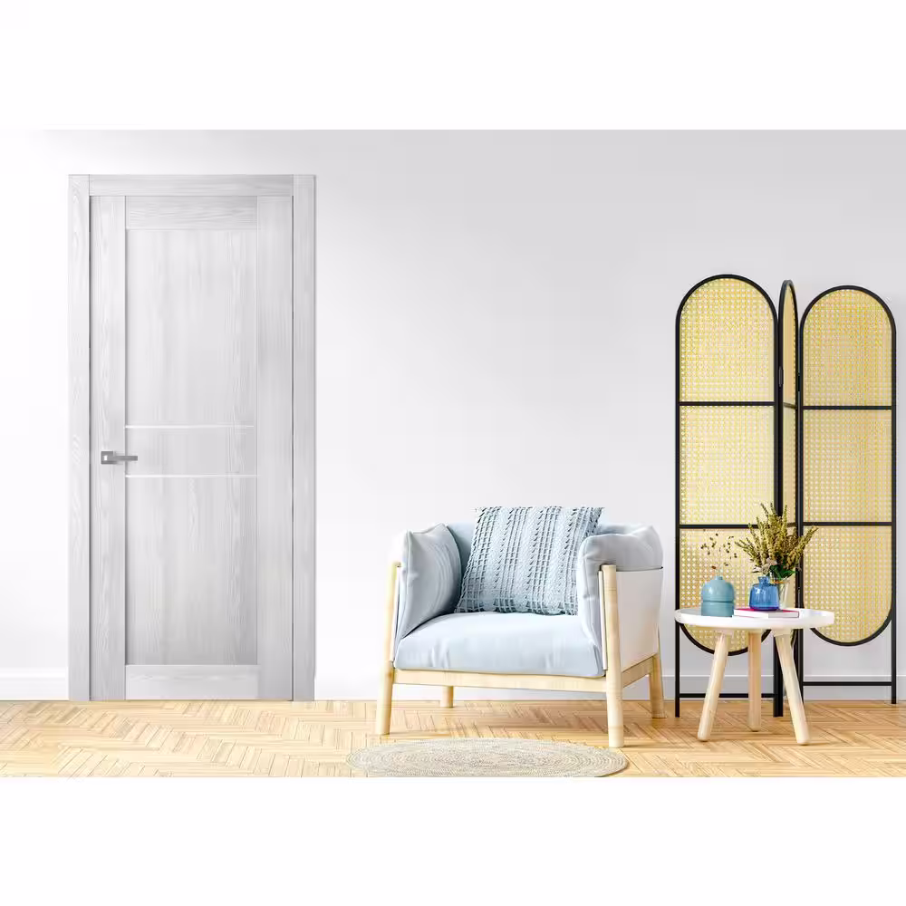 Belldinni Vona 07 2HN 32 in. W x 80 in. H x 1-3/4 in. D 1-Panel Solid Core Ribeira Ash Prefinished Wood Interior Door Slab