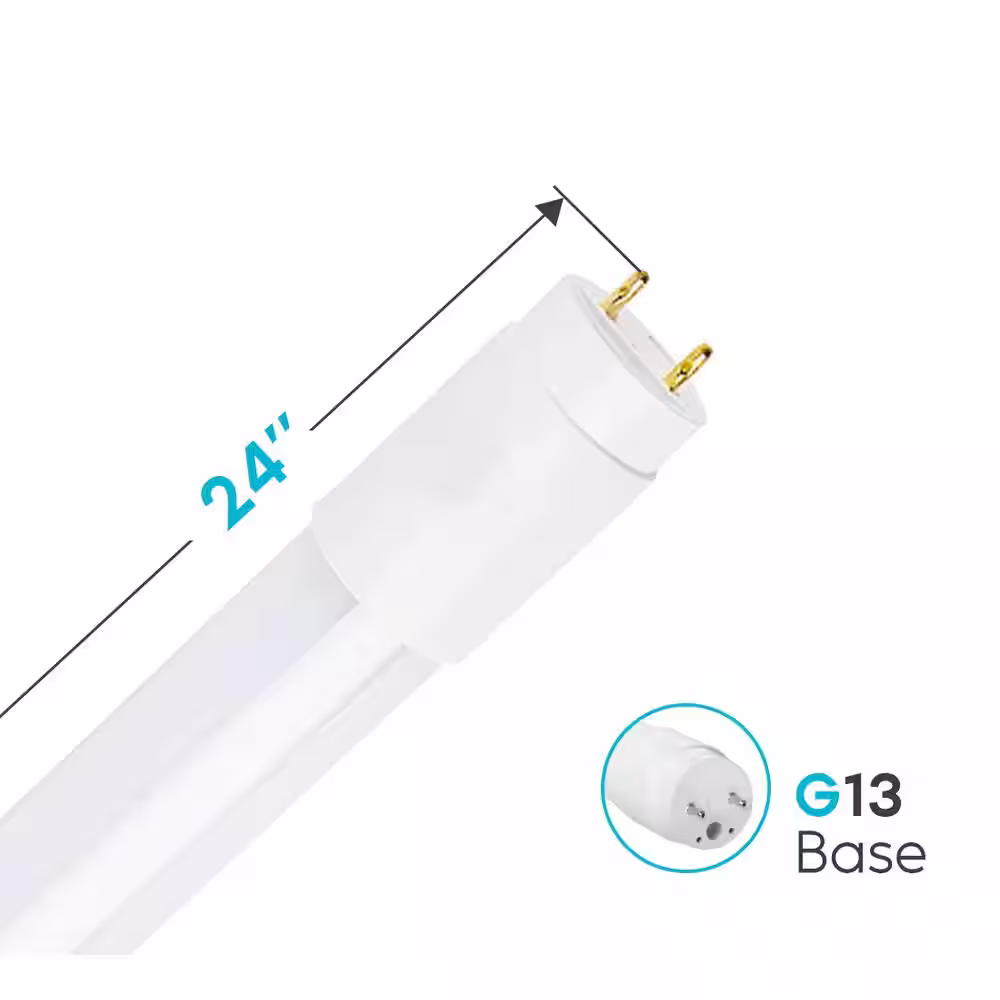 LUXRITE 11-Watt 2 ft. Linear T8 LED Tube Light Bulb 6500K Daylight White Replacement Direct or Ballast Bypass, (4-Pack)