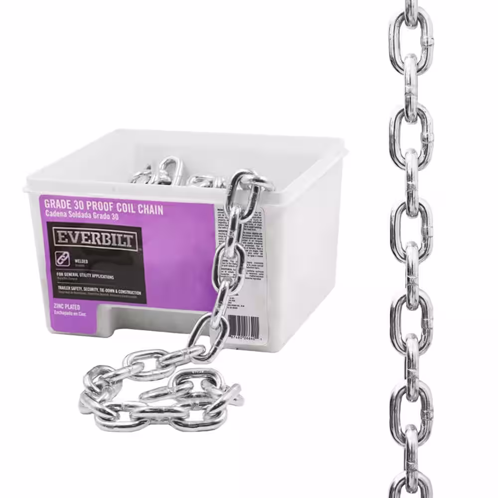 Everbilt 3/8 in. x 1 ft. Grade 30 Zinc Plated Steel Proof Coil Chain