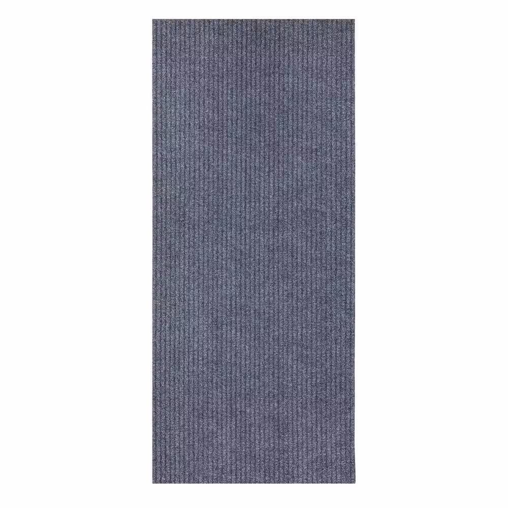 Ottomanson Non-Slip Rubberback Solid 3x5 Indoor/Outdoor Runner Rug, 2 ft. 7 in. x 4 ft., Gray, Polypropylene Garage Flooring