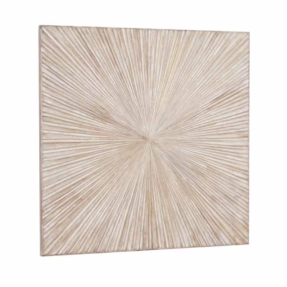 None Wood Brown Handmade Carved Starburst Wall Decor