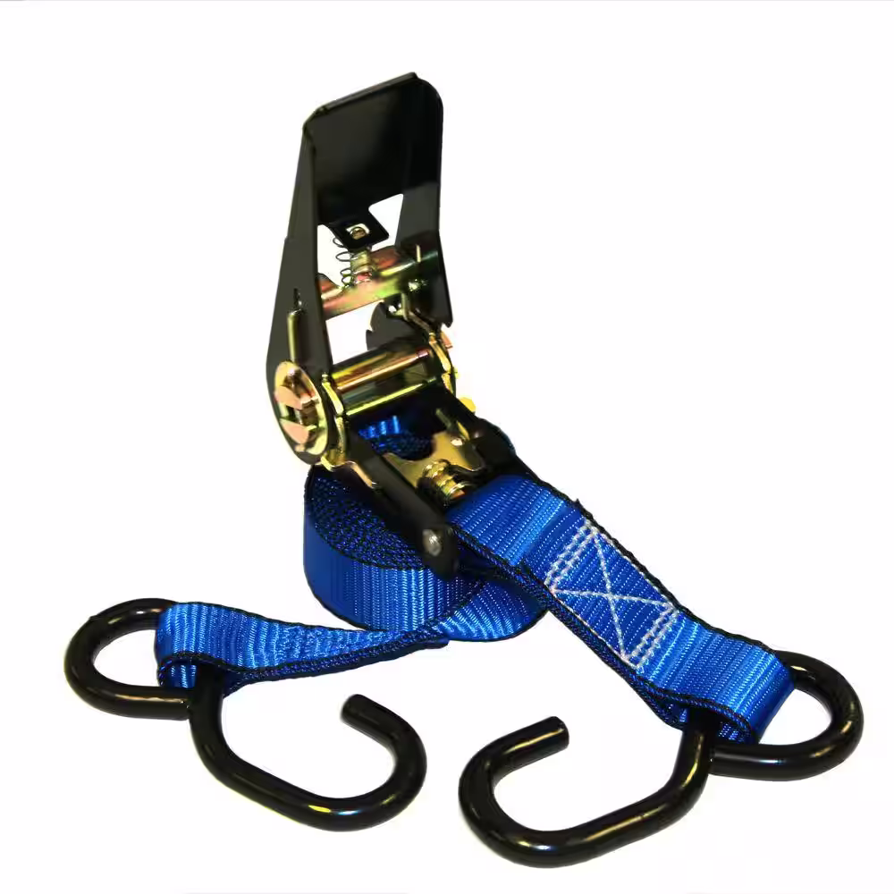 EVEREST Ready Pack 1 in. x 15 ft. Ratchet Tie-Down Strap with 900 lbs./S-Hook (12 per Box)