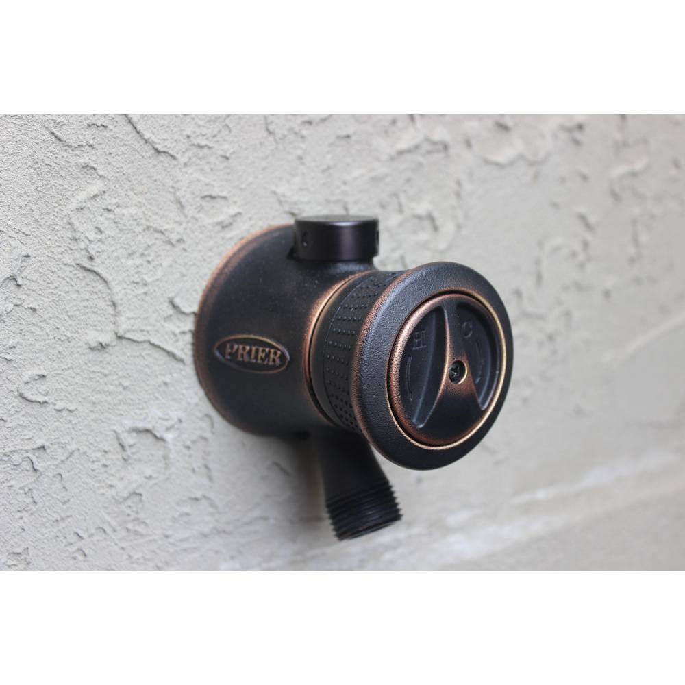 Prier Products 4 in. Single Handle Hot and Cold Mixing Hydrant Oil Rubbed Bronze 1/2 in. Plain Copper Ends