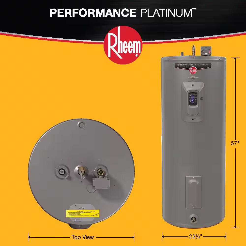 Rheem Gladiator 55 Gal. Tall 12 Year 5500/5500-Watt Electric Water Heater with Leak Detection + Auto Shutoff Plumber ProPack