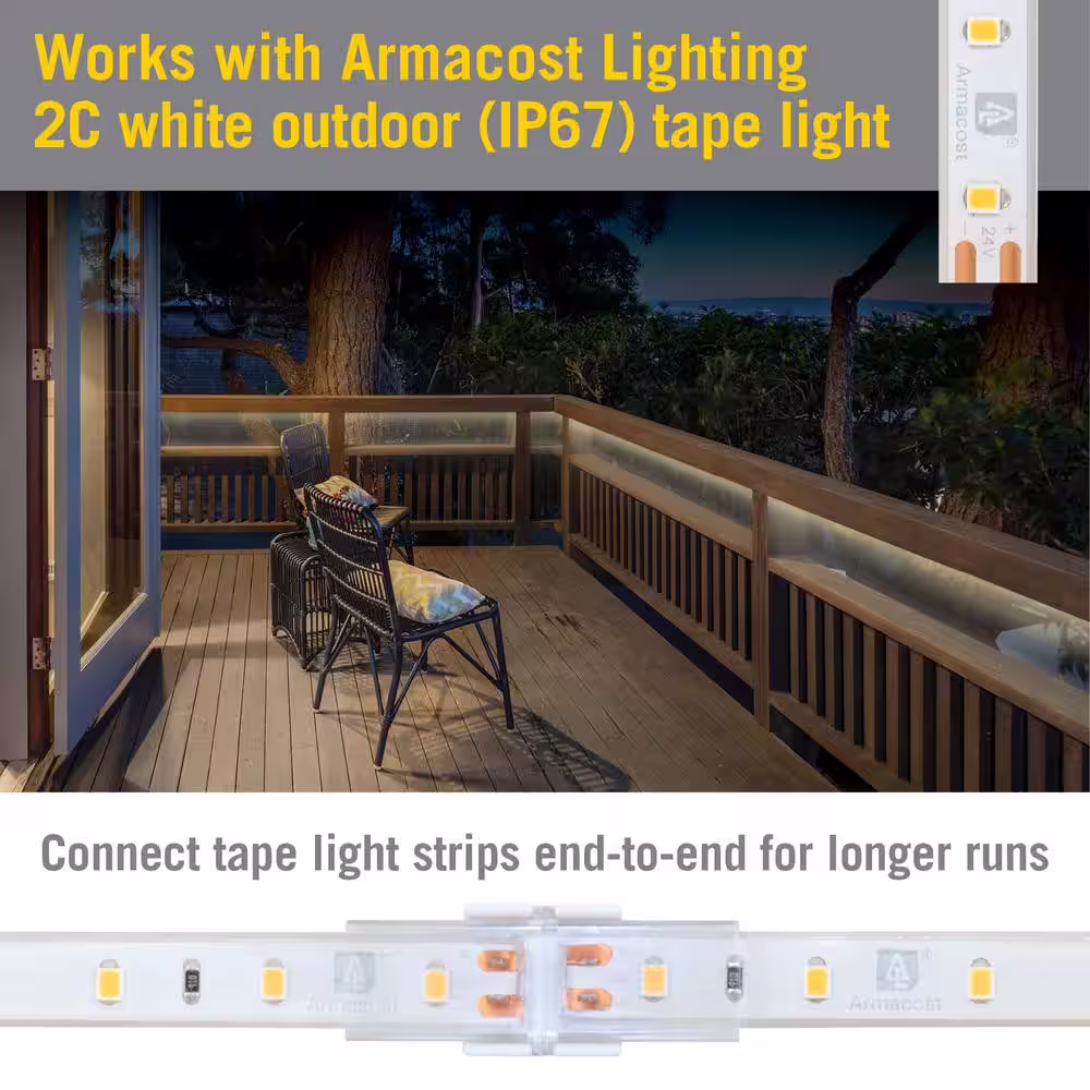 Armacost Lighting White/Single Color IP67 Outdoor LED Tape to Tape Splice Connector Cord 4-Pack