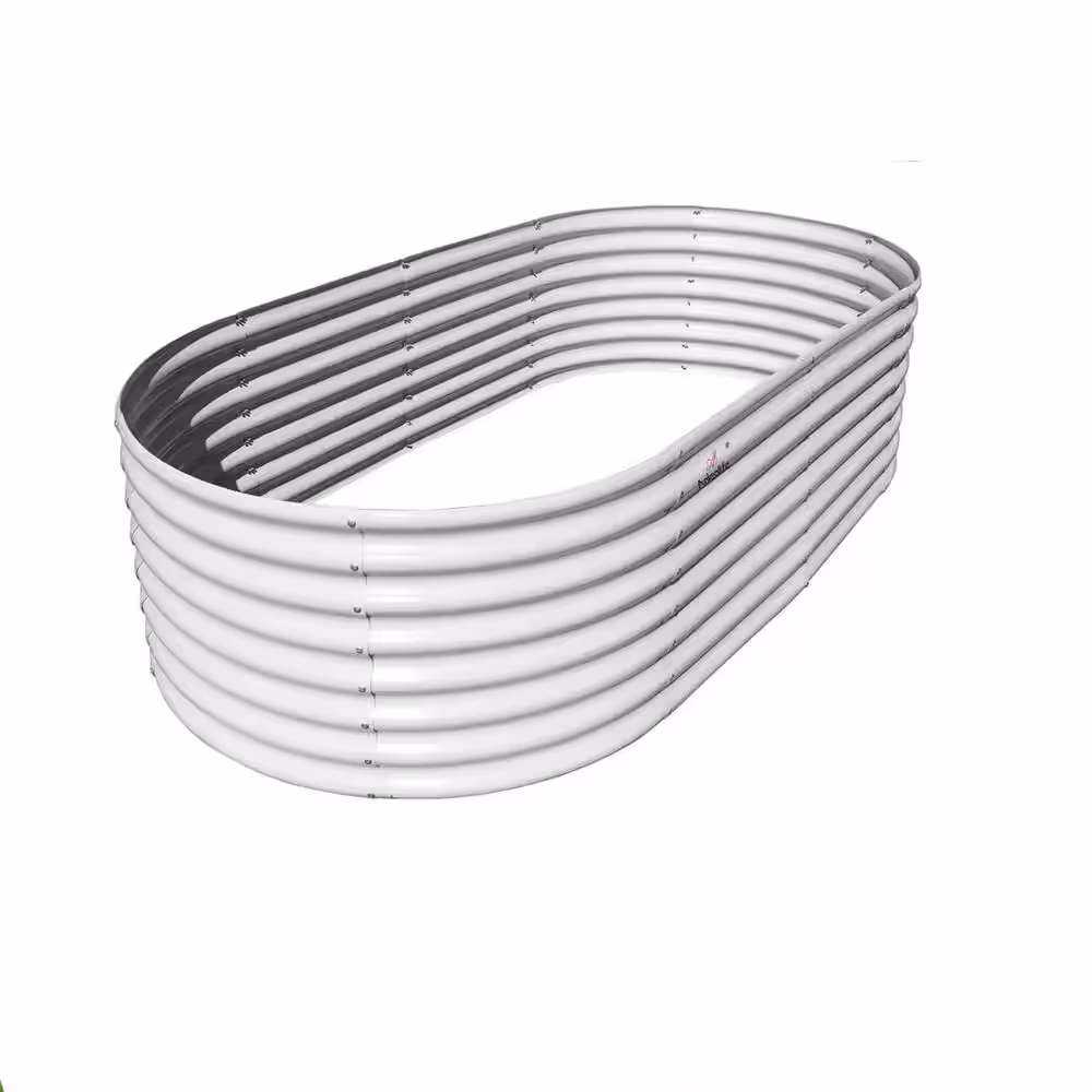 None 6 ft. L x 3 ft. W x 2 ft. H Outdoor White Galvanized Steel Raised Garden Bed Oval Above Ground Modular Planter Boxes