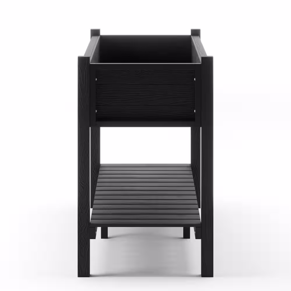 None Raised Garden Bed, Elevated Wood Planter Box Stand for Backyard, Patio, Balcony-Black