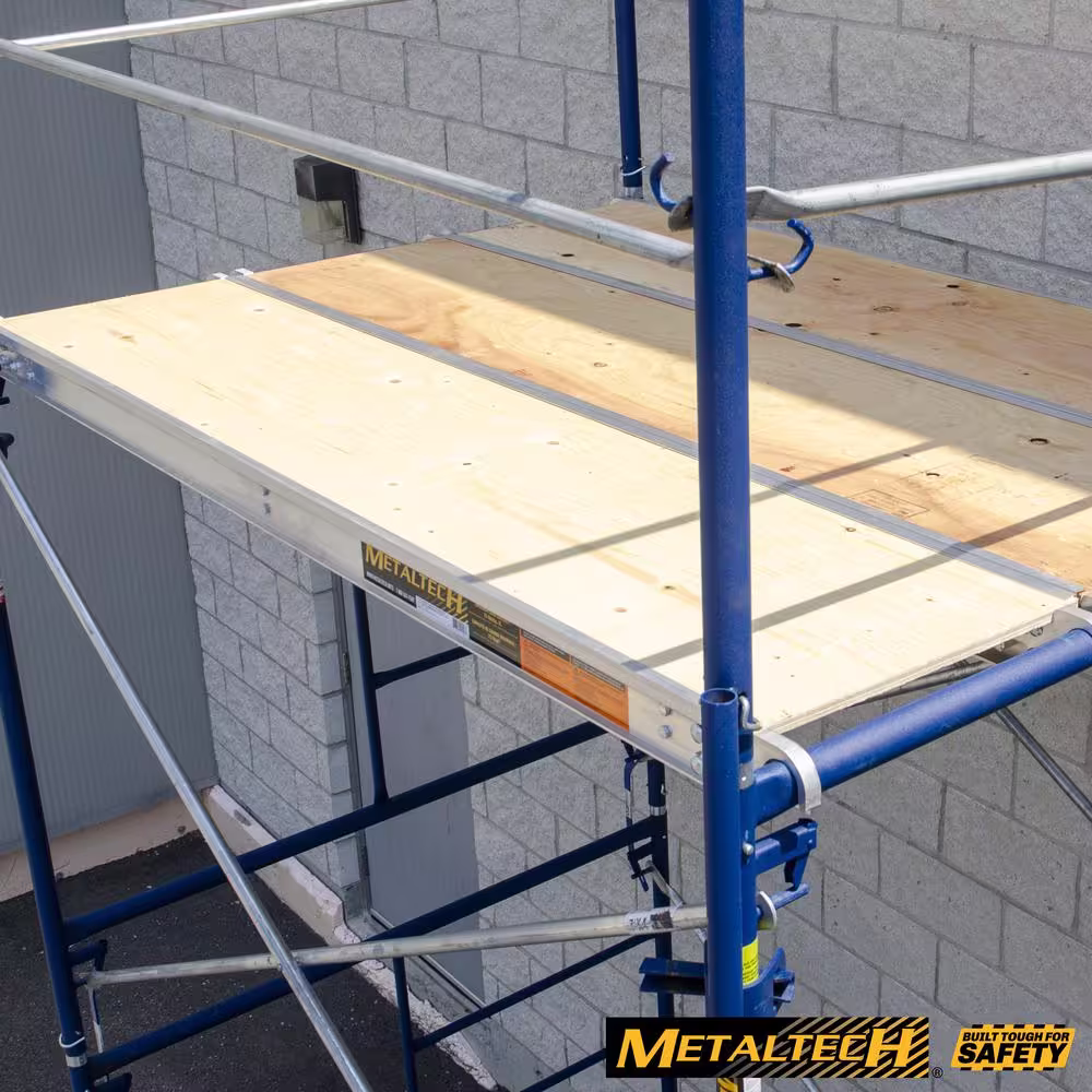 MetalTech Saferstack 2-Level Rolling Scaffold Tower Set, 3-Rung Frames Including Cross Braces, Platforms and Guardrail System