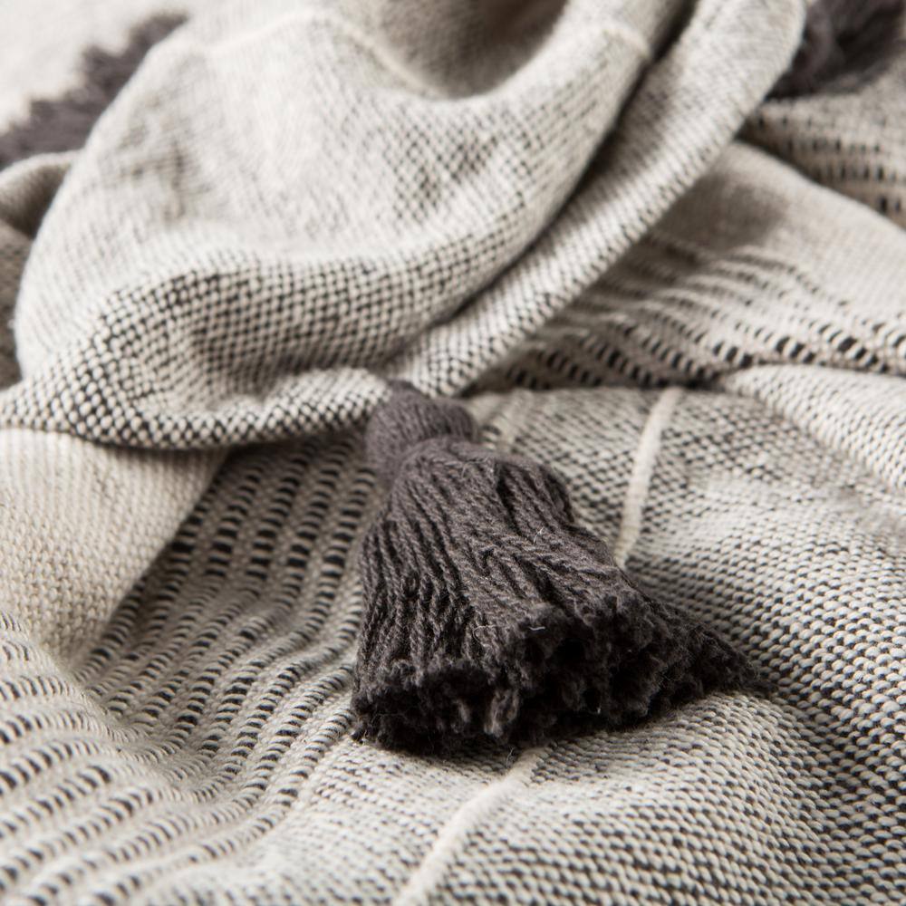 None Montes Striped Gray/ Ivory Throw