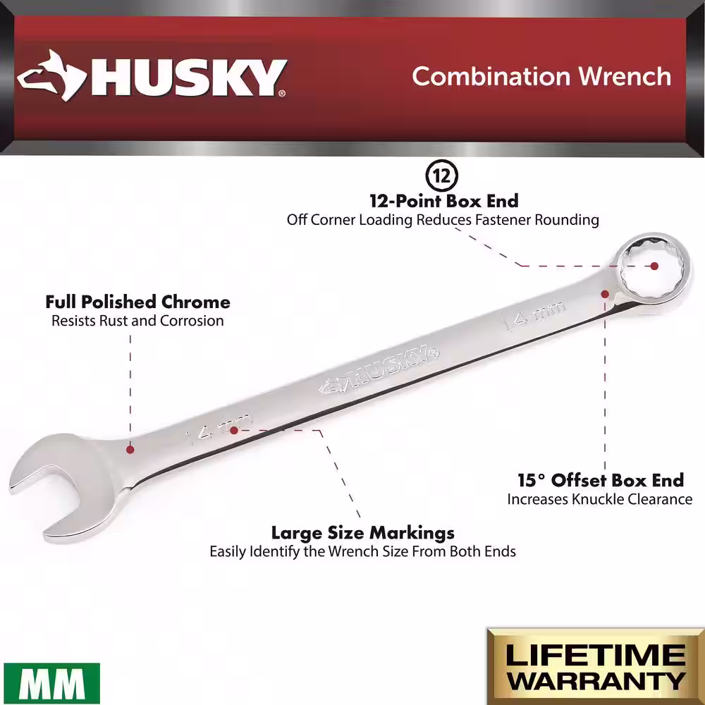 Husky 1-5/16 in. 12-Point SAE Full Polish Combination Wrench