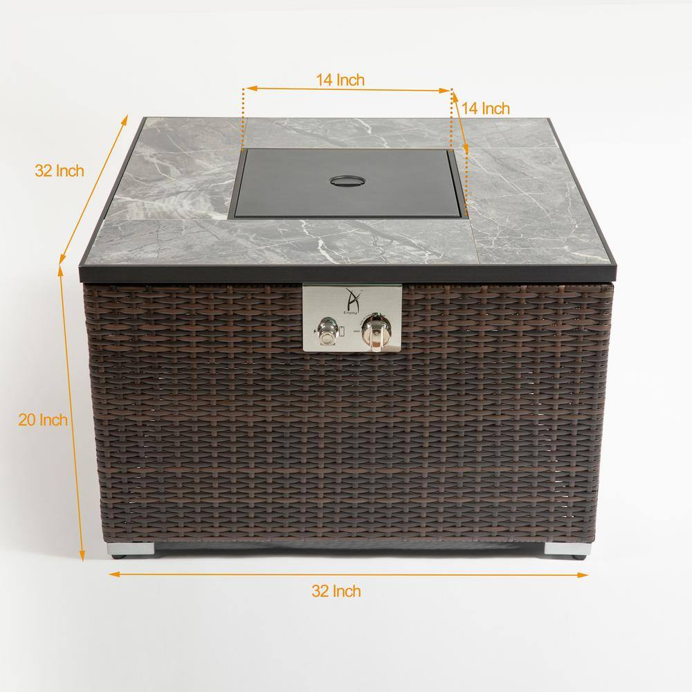 waelph 32 in. square Fire Pit Table with Ceramic Tile Tabletop