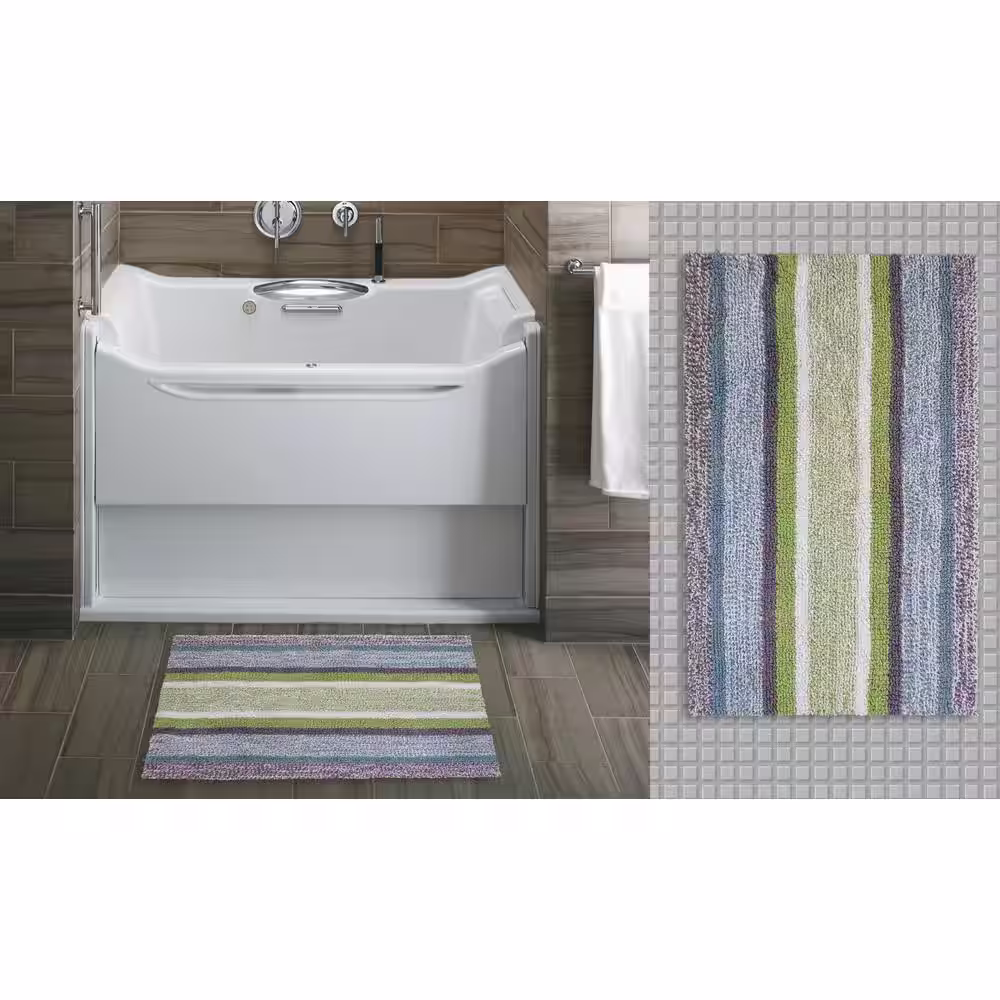 Vibhsa 20 in. x 32 in. Multi Color Stiped Bath Rug
