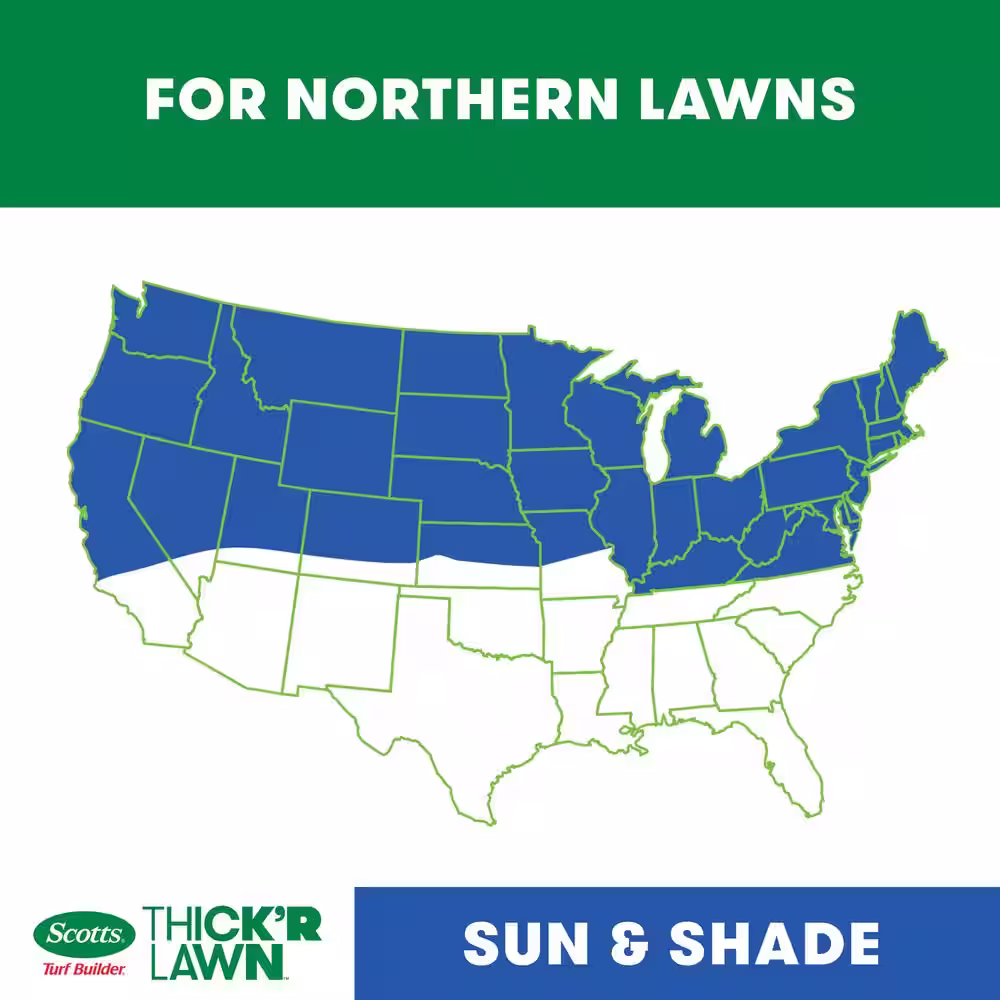 Scotts Turf Builder 40 lbs. 4,000 sq. ft. THICK'R LAWN Grass Seed, Fertilizer, and Soil Improver for Sun & Shade