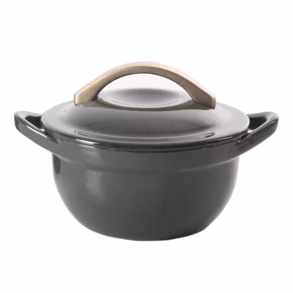 CRAVINGS 2 Piece 4.7 Inch Enameled Cast Iron Mini Casserole Set in Gray