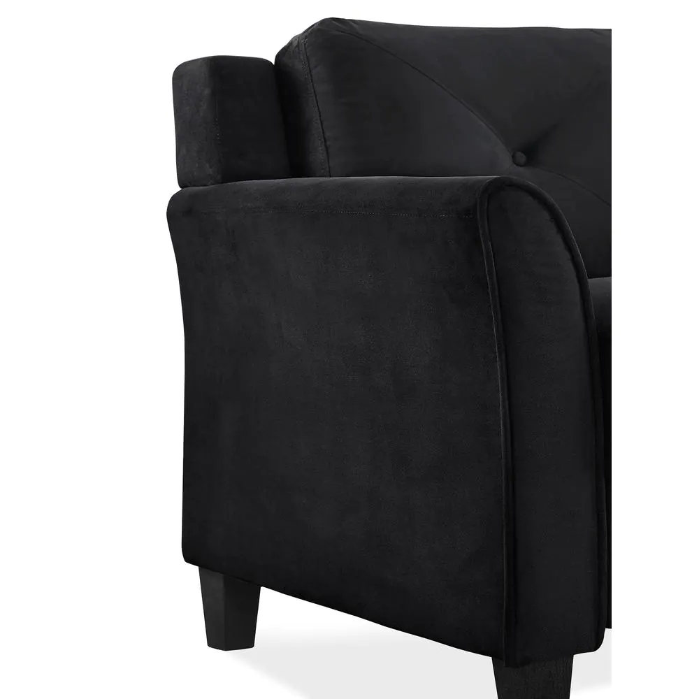 Lifestyle Solutions Harvard 31.5 in. Black Microfiber 2-Seater Loveseat with Flared Arms