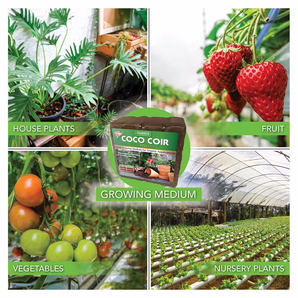 Harris 9 Gal. Expanding Coco Coir Pith (4 Brick pack) & 4 Qt. All-Purpose Potting Soil Mix with Worm Castings