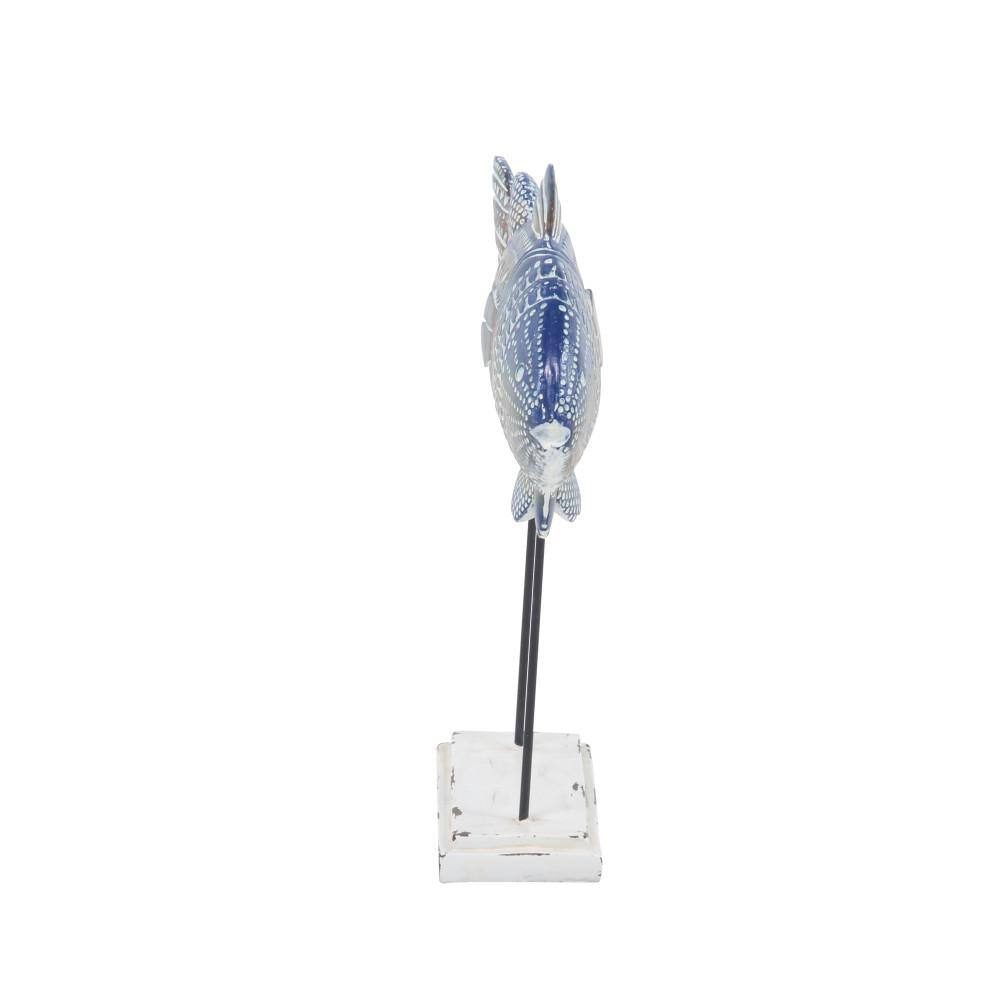 Litton Lane Blue Metal Fish Sculpture (Set of 2)